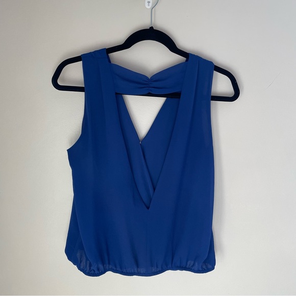 Andree Royal Blue Sleeveless Blouse, Deep V in Back Size M - Picture 3 of 8